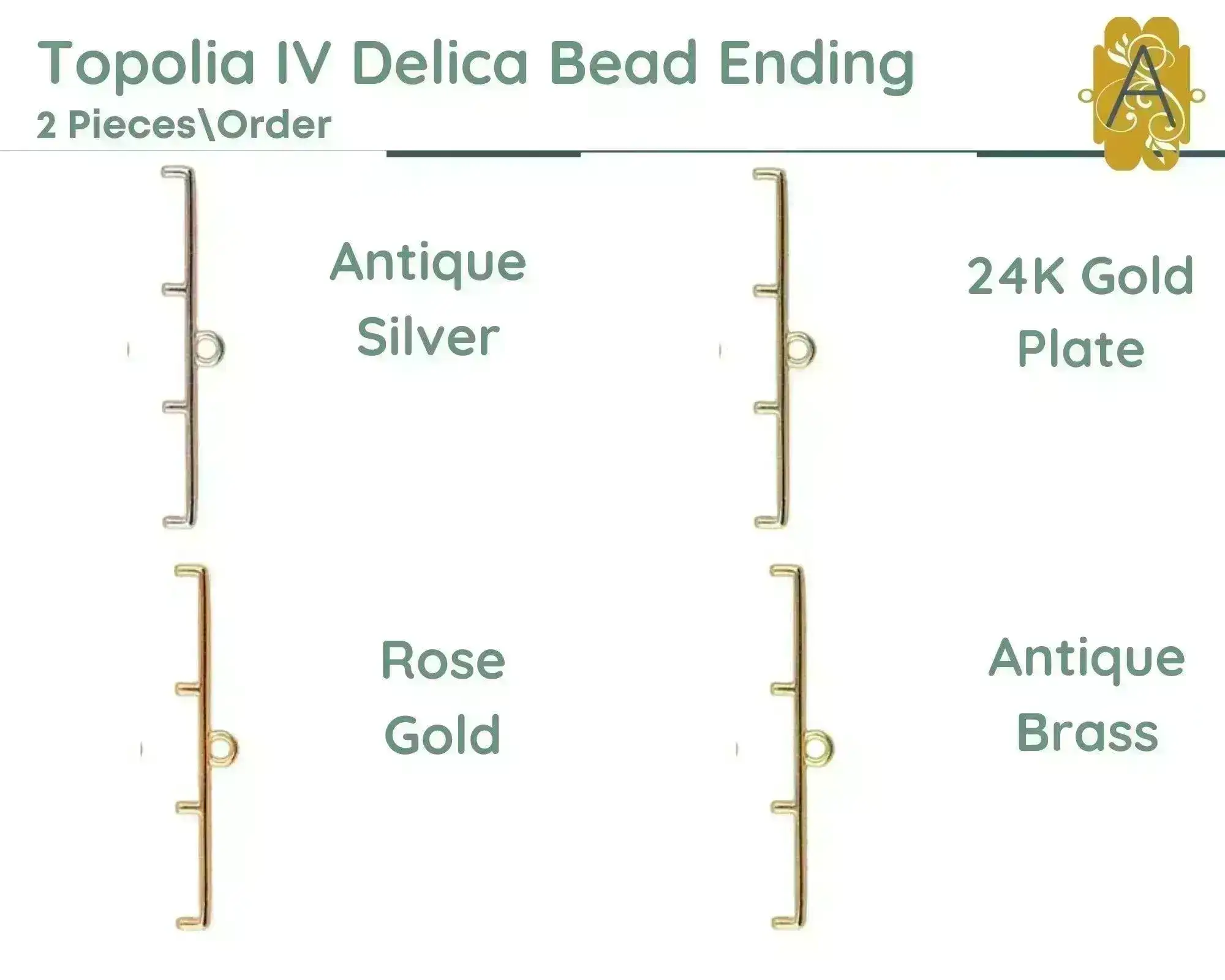 Cymbal Topolia II, III and IV, Delica Bead Ending or Connector - Image 4