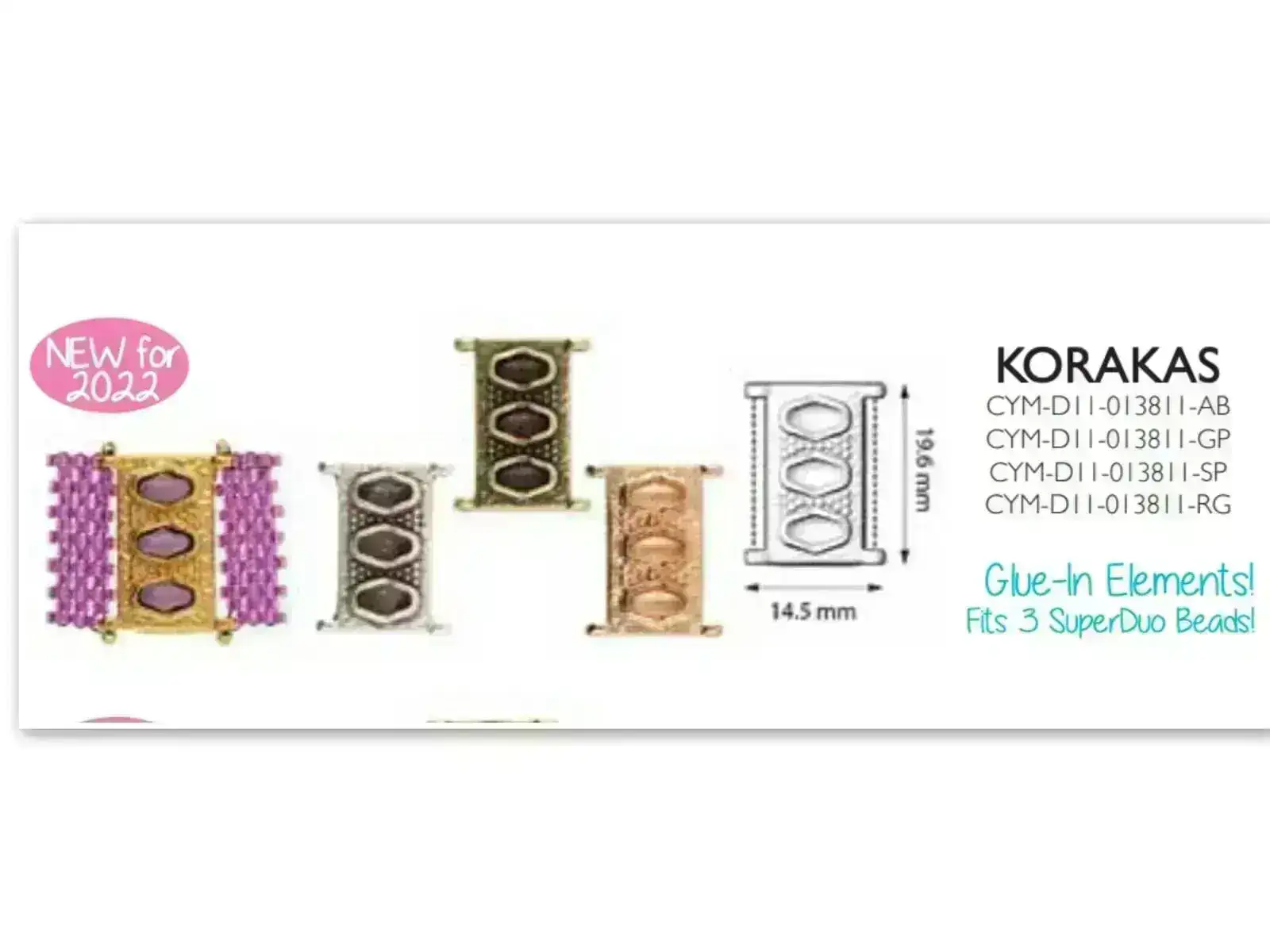 Korakas , Cymbal Delica Bead Connector or Link, with Glue-In Element - Image 7