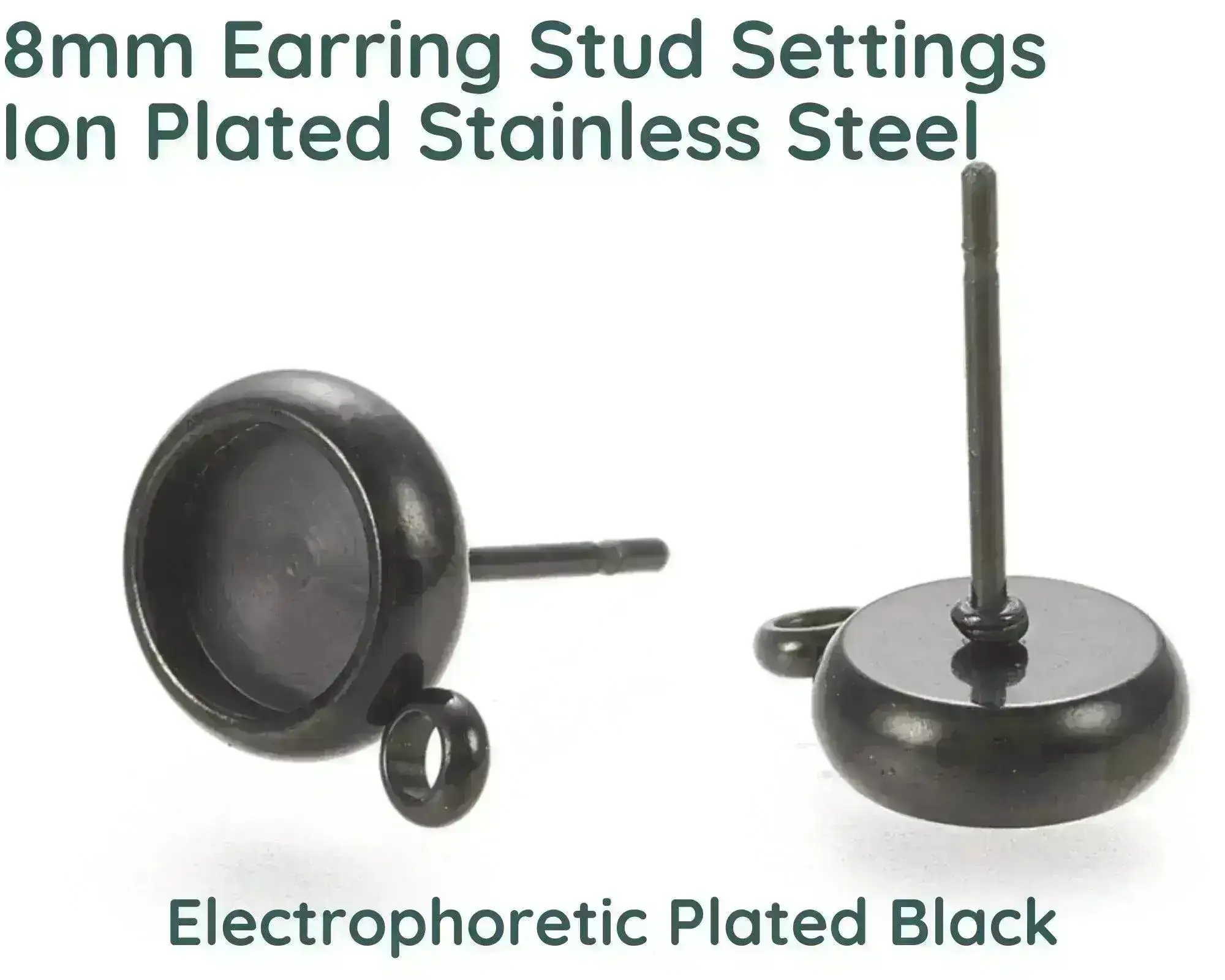 Earring Setting with Loop for 8mm Cabochon (2 Pairs) - Image 5