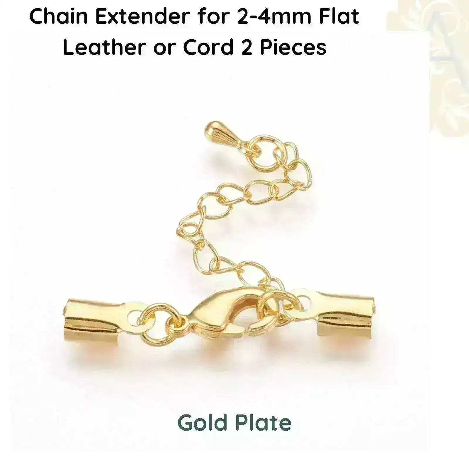 Lobster Clasp with Chain Extender, for Flat Leather or Cord, 3 Finishes - Image 4