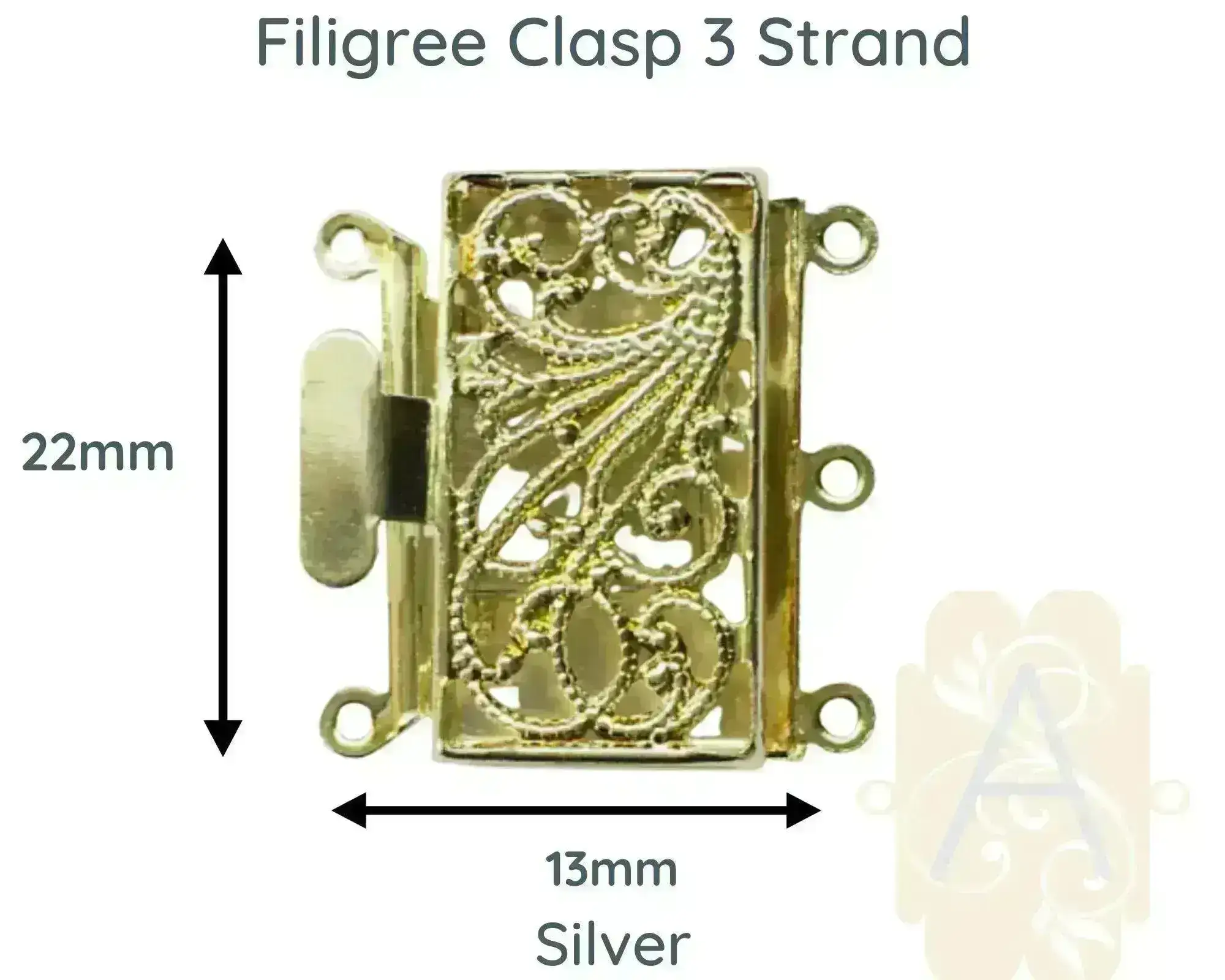 Filigree, 3-Strand Box Clasp, Medium, 3 Finishes - Image 5