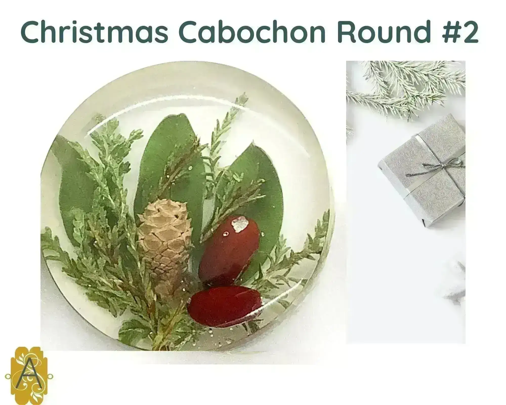 Christmas Cabochons, 23mm, Handmade with Real Dried Flowers - Image 3