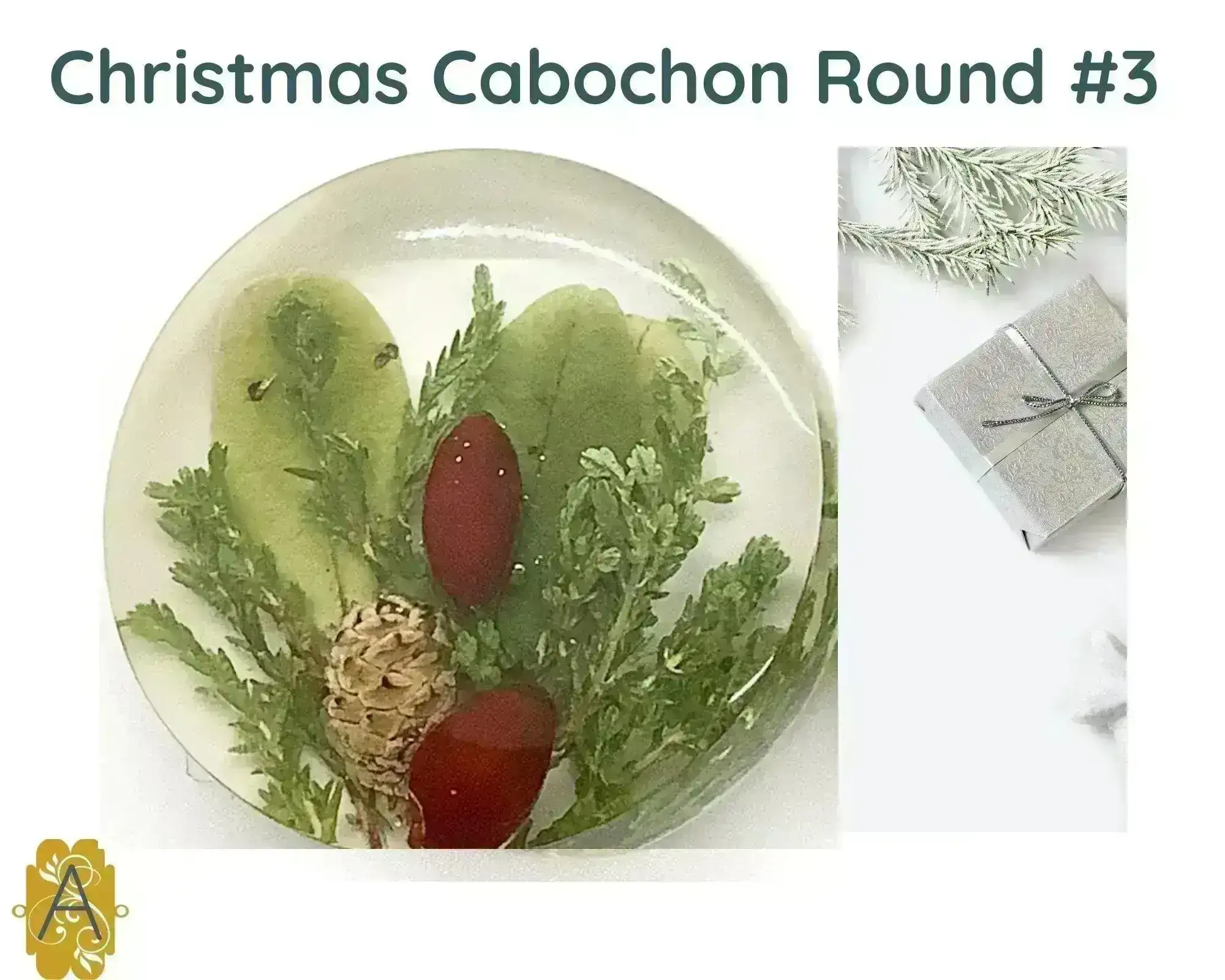 Christmas Cabochons, 23mm, Handmade with Real Dried Flowers - Image 4
